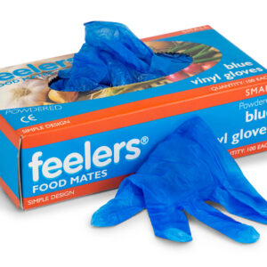 Blue Powdered Vinyl Gloves x 100